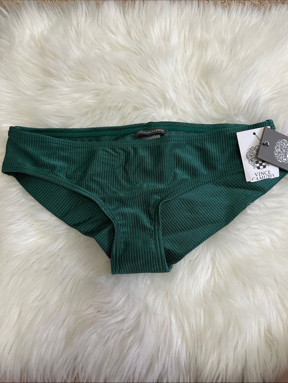 Vince Camuto Dark Green Ribbed Bikini Bottom